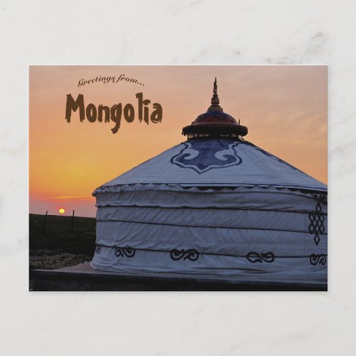 Yurt and Sunset in Mongolia Postcard