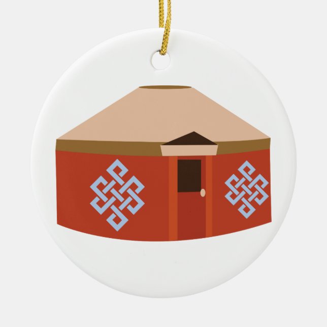 Yurt Ceramic Ornament (Front)