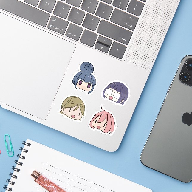 Yuru Camp All Character Chibi Sytle Sticker (Laptop w/ iPhone)