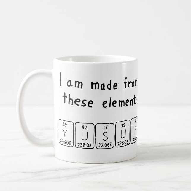 Yusuf periodic table name mug (Left)