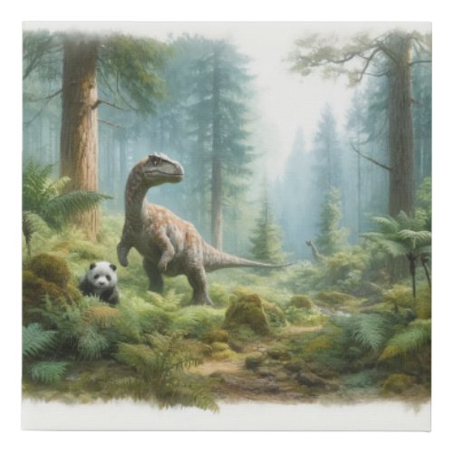 Yutyrannus in the Mist AREF459 _ Watercolor Faux Canvas Print