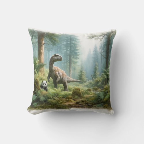 Yutyrannus in the Mist AREF459 _ Watercolor Throw Pillow