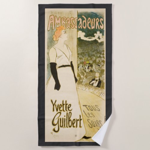 Yvette Guilbert by Theophile Alexandre Steinlen Beach Towel