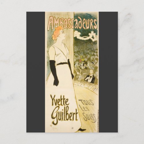 Yvette Guilbert by Theophile Alexandre Steinlen Postcard