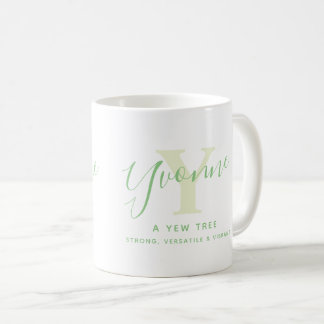 Yvonne name meaning and monogram Y green text Coffee Mug