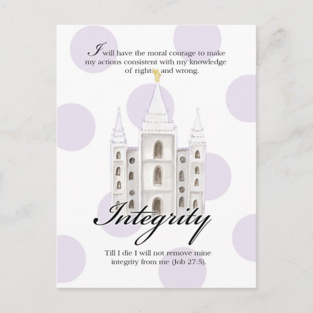 YW Value Card- Integrity Postcard (Front)