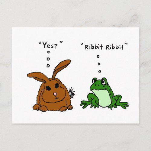 YY_ Funny Rabbit and Frog Cartoon Postcard