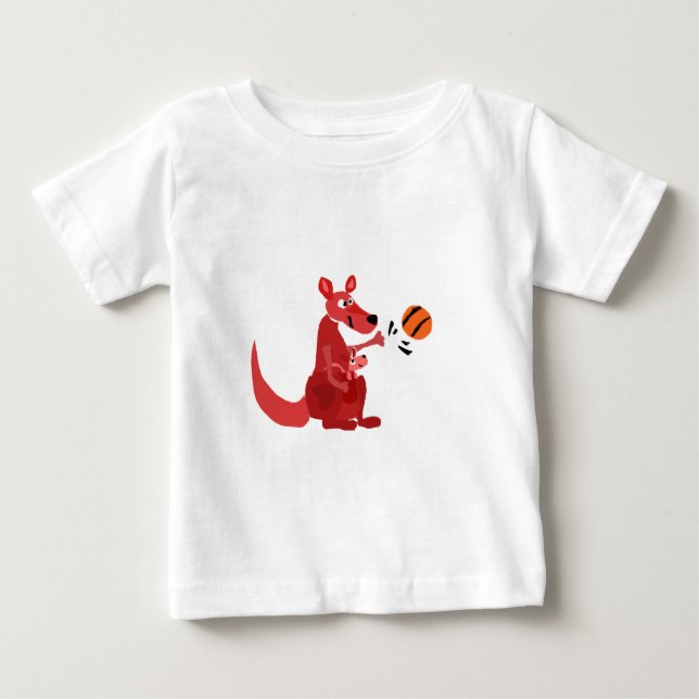YY- Kangaroo Mother and Baby with Basketball Baby T-Shirt (Front)