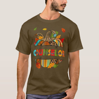 YynA Leopard Fall Autumn Thanksgiving Counselor Sc T-Shirt