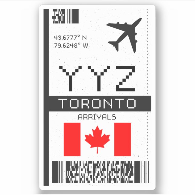 YYZ Toronto, Canada Airport Boarding Pass - Travel Sticker (Front)