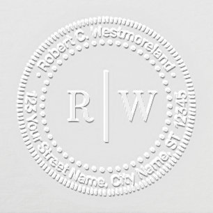 Z2 Initial Monogram VertSpacer Name Return Address Embosser