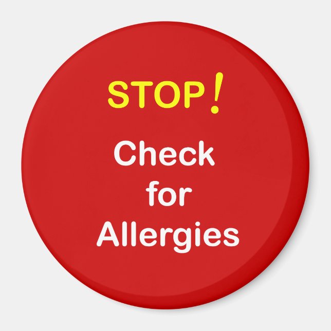 z9 - Magnetic Reminder ~ CHECK ALLERGIES! Magnet (Front)
