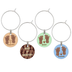 Z Bigfoot Sasquatch Track Crypto Geek Party Bling Wine Charm