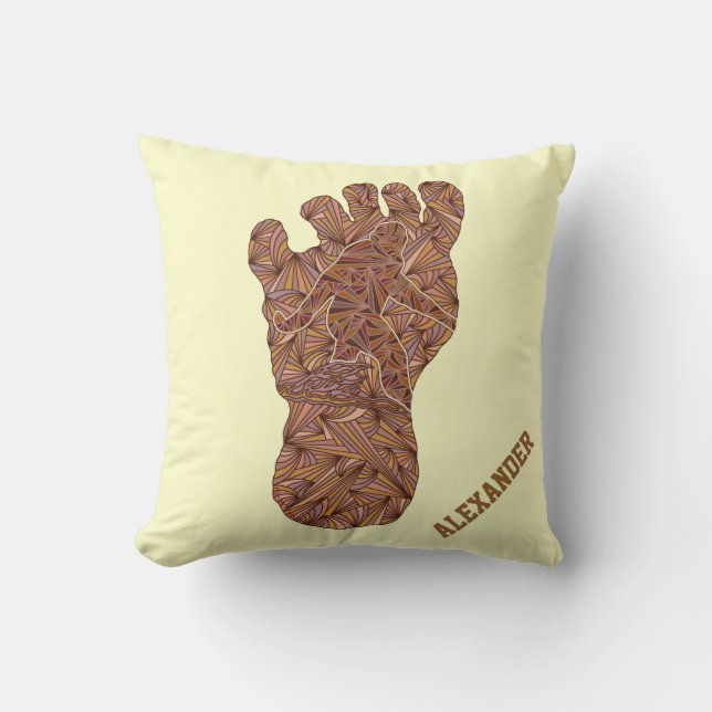 Z Bigfoot Sasquatch Track Personalized Home Decor Throw Pillow (Front)