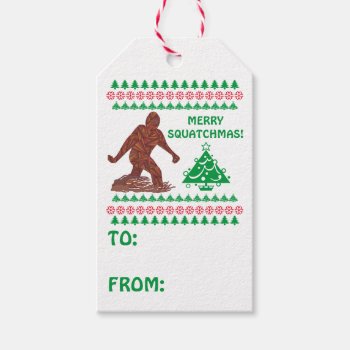 Z Bigfoot Walking Have A Very Merry Squatchmas Gift Tags by TheArtOfVikki at Zazzle