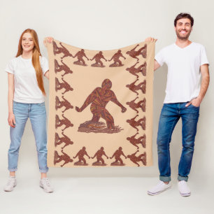 Z Bigfoot Walking Sasquatch Brown And Tan Pattern Fleece Blanket