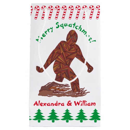 Z Bigfoot Walking Sasquatch Christmas Candy Canes Small Gift Bag