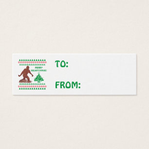 Z Bigfoot Walking Sasquatch Christmas Gift Tag