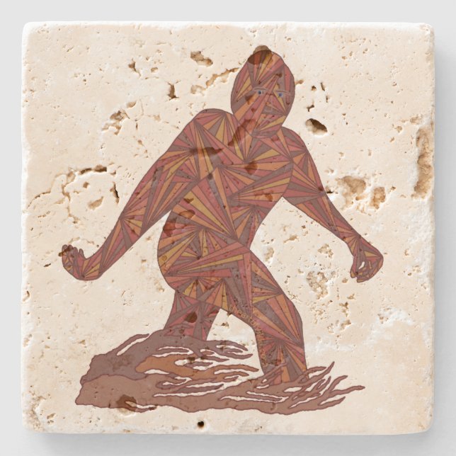 Z Bigfoot Walking Sasquatch For The Big Party Stone Coaster (Front)