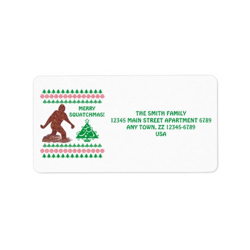 Z Bigfoot Walking Sasquatch Funny Christmas Label