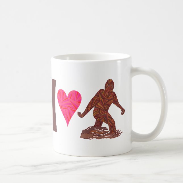 Z Bigfoot Walking Sasquatch I Heart Bigfoot Humor Coffee Mug (Right)