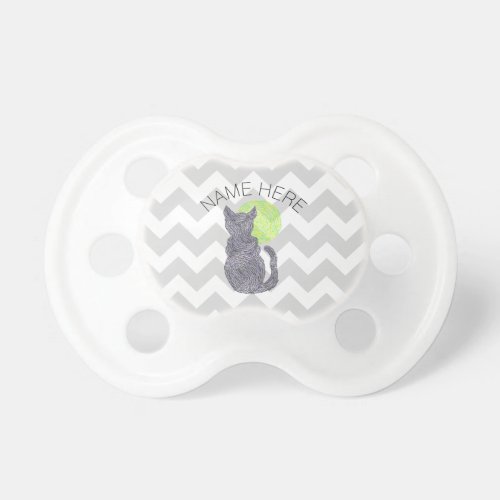 Z Black Cat And The Moon Cat Lover Chevron Pacifier