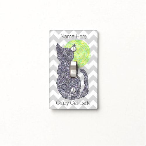Z Black Cat And The Moon Cat Lover Crazy Cat Lady Light Switch Cover
