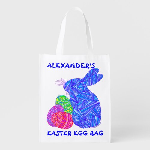 Z Blue Bunny Personalized Reusable Easter Egg Bag