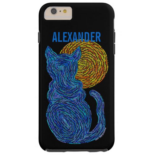 Z Blue Cat And The Moon Cat Lover Feline Kitten Tough iPhone 6 Plus Case