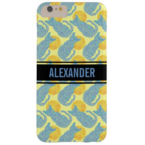 Z Blue Cat And The Moon Cat Lover Pattern Barely There iPhone 6 Plus Case