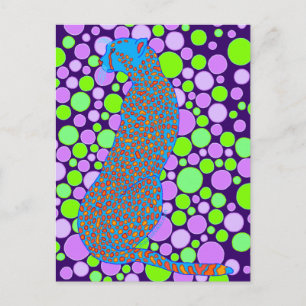 Z Blue Cheetah Big Cat Abstract Pop Art Postcard