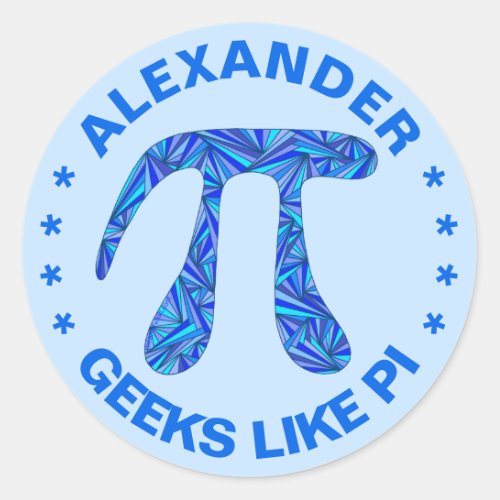 Z Blue Pi Symbol Math Geek Adults N Kids Colorful Classic Round Sticker