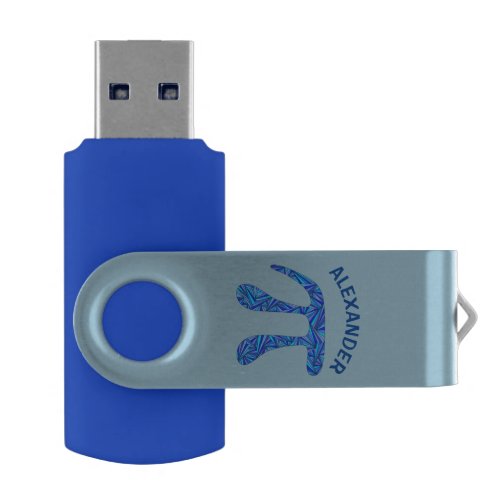 Z Blue Pi Symbol Math Geek Colorful Add A Name Fun USB Flash Drive