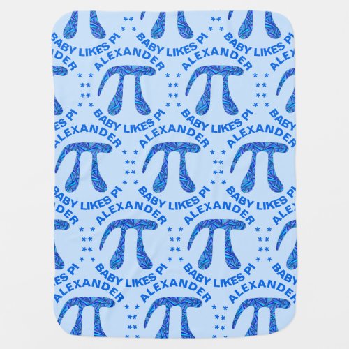Z Blue Pi Symbol Math Geek Cute Baby Likes Pi Swaddle Blanket