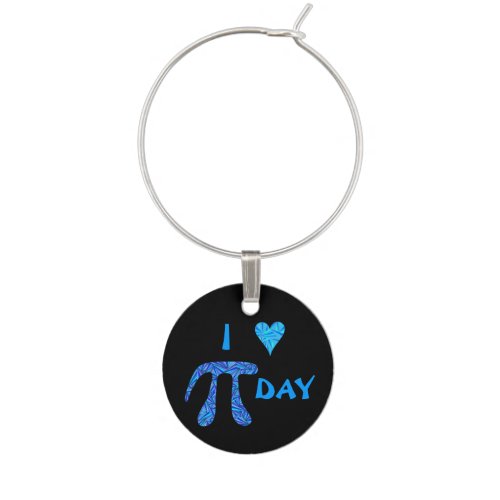 Z Blue Pi Symbol Math Geek Funny I Heart Pi Day Wine Charm