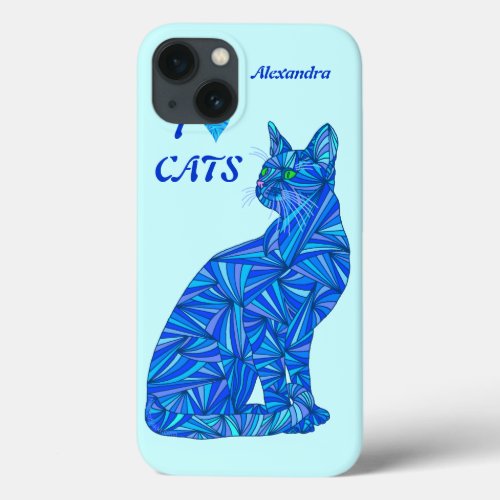 z Blue Sitting Cat ifonx78 Personalize This Cute iPhone 13 Case