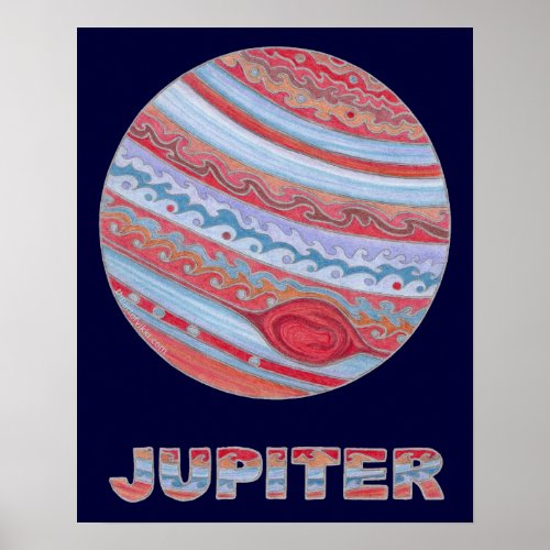Z Colorful Astronomy Jupiter 20 x 16 Poster