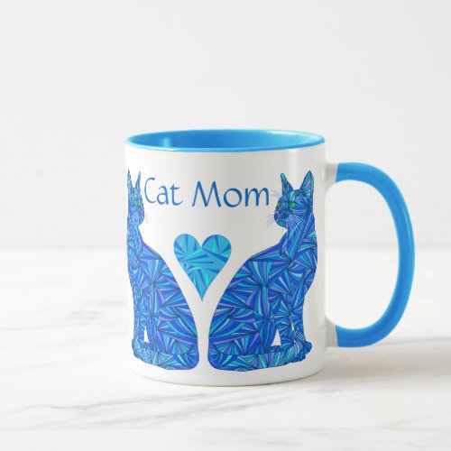Z Custom Cat Mom Abstract Sitting Cats Cup