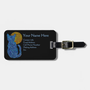 Z Cute Blue Cat Art Luggage Tag