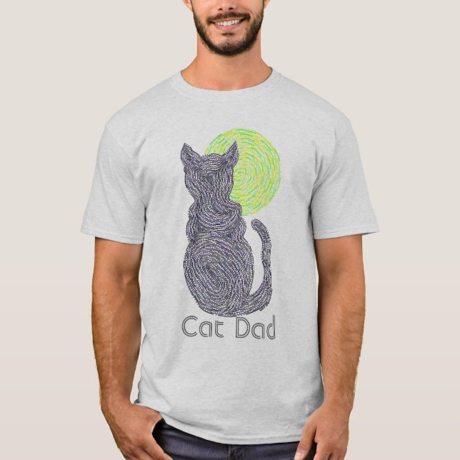 Z Cute Fur Parent Black Cat And The Moon Cat Dad T-Shirt (Front)