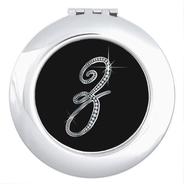 Z Faux-"Diamond Bling" Pill Case Mirror For Makeup (Front)