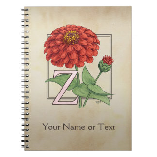 Z for Zinnia Flower Alphabet Monogram Notebook