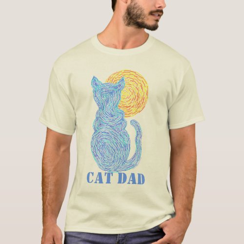 Z Fun  Cute Fur Parent Colorful Cat Dad Tee Shirt