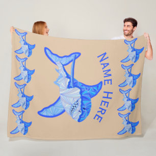 Z Great White Shark Colorful Sea Animal Fleece Blanket