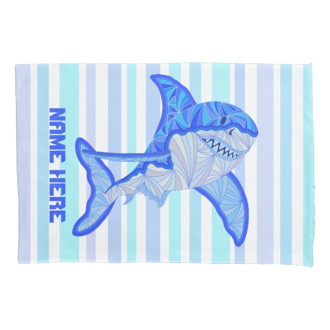 Z Great White Shark Colorful Sea Stripes Pillowcase (Front)