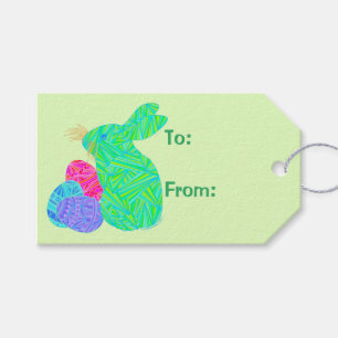 Z Green Easter Bunny Easter Eggs Colorful Rabbit Gift Tags