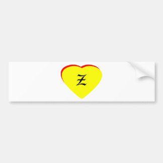 "Z" Heart Yellow Red Wedding Invitation The MUSEUM Bumper Sticker