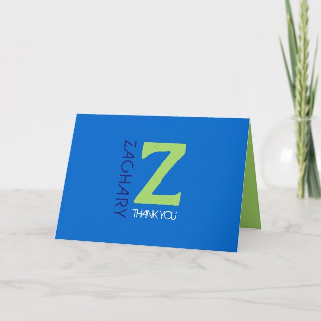 Z Initial Collection Bar Mitzvah Thank You Card (Front)