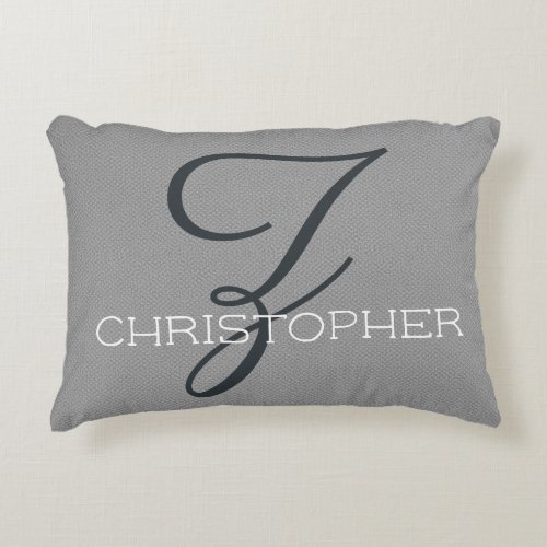 Z Initial Personalized Name Black White Gray Accent Pillow