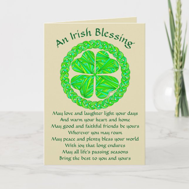 Z Irish Blessing Celtic Shamrock Card (Front)